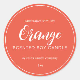 Homemade Soy Candle Chic Calligraphy Orange Red Runt Klistermärke