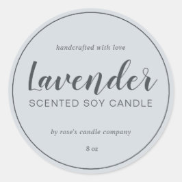 Homemade Soy Candle Chic Calligraphy Pastel Blue Runt Klistermärke