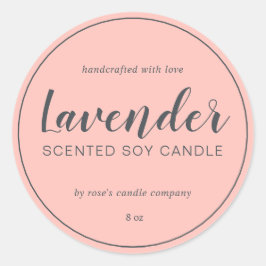 Homemade Soy Candle Chic Calligraphy Pastel Rosa Runt Klistermärke