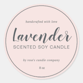 Homemade Soy Candle Chic Calligraphy Pastel Rosa Runt Klistermärke