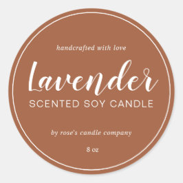 Homemade Soy Candle Chic Calligraphy TerraCotta Runt Klistermärke