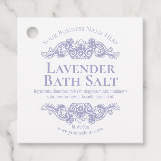 Homemade Spa Lavender Bath Salt Gåvor Etiketter (Framsida)