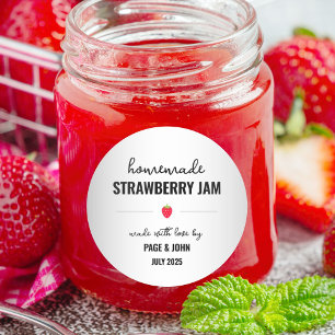 Homemade Strawberry Sylt Burk etikett Sticker