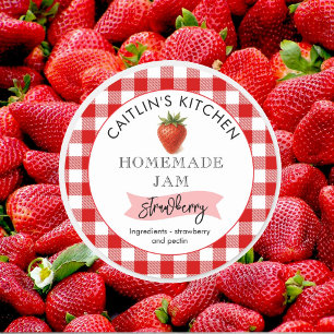 Homemade Strawberry Sylt-etikett Liten anpassnin Runt Klistermärke