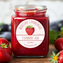 Homemade Strawberry Sylt-etiketter Runt Klistermärke