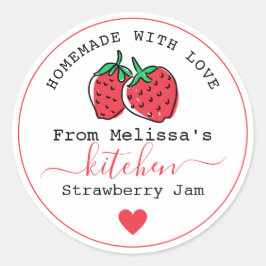 Homemade Strawberry Sylt från köket Runt Klistermärke