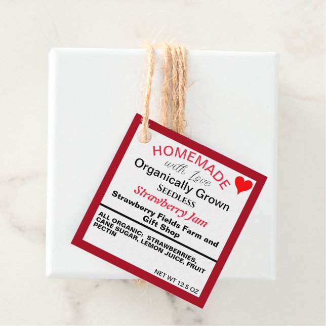 Homemade Strawberry Sylt QR-kod Gåvor Etiketter (På plats)