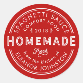 Homemade Sylt / Jelly / Sauces Kitchen Label Runt Klistermärke