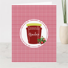Homemade Sylt Red and White Gingham Editable Kort