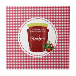 Homemade Sylt Red and White Gingham Editable Label Kakelplatta