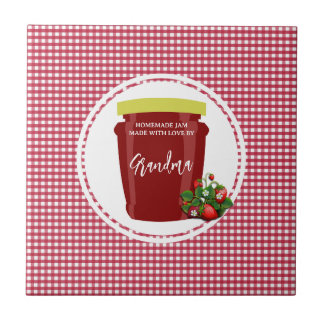 Homemade Sylt Red and White Gingham Editable Label Kakelplatta