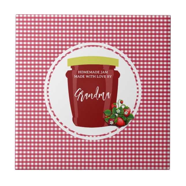 Homemade Sylt Red and White Gingham Editable Label Kakelplatta (Framsidan)