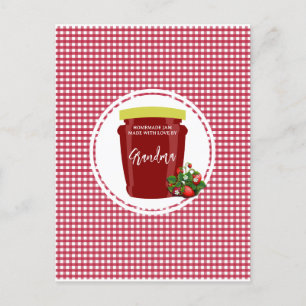 Homemade Sylt Red and White Gingham Editable Vykort