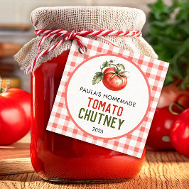 Homemade Tomato Chutney med kontrollerad mönster Gåvor Etiketter