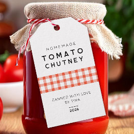 Homemade tomato Chutney med kontrollerad mönster Presentetikett