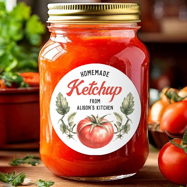 Homemade Tomato Ketchup etikett vattenfärgtomat to (Skapare uppladdad)