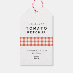 Homemade tomato Ketchup med kontrollerad mönster Presentetikett
