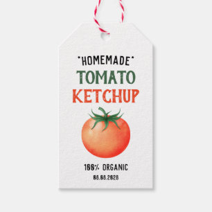 Homemade Tomato Ketchup med röd tomat mönster Presentetikett