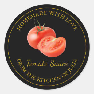 Homemade Tomato Sauce-etikett Svart Runt Klistermärke