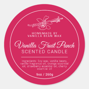 Homemade vanilla-frukt slår ljusingredienser runt klistermärke