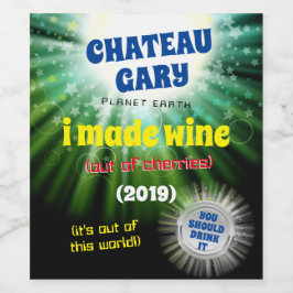 Homemade vin personlig-etikettrymd universum vinflaska etikett