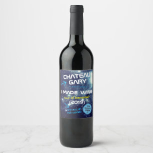 Homemade vin personlig etikettrymdsuniversum vinflaska etikett