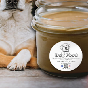 Homemade white hund behandlar sällskapsdjursfoder runt klistermärke