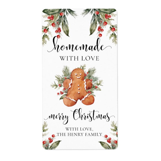 Homemade with Kärlek jul Gift Märkre Stickers Fraktsedel (Framsidan)