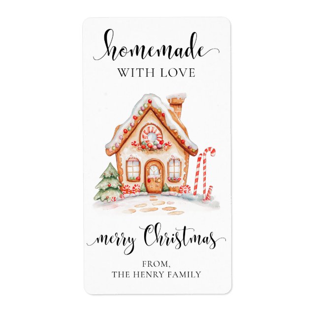 Homemade with Kärlek jul Gift Märkre Stickers Fraktsedel (Framsidan)