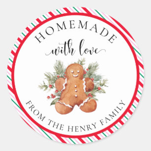 Homemade with Kärlek jul Gift Märkre Stickers Runt Klistermärke
