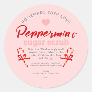 Homemade with Kärlek Peppermint Sugar Scrb Editabl Runt Klistermärke