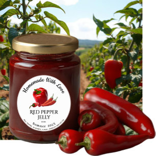 Homemade with Kärlek Red Pepper Jelly Summer 202X Runt Klistermärke