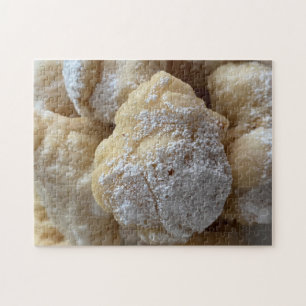 Homemade Zeppole Fried Donut Dough Sugar Dessert Pussel