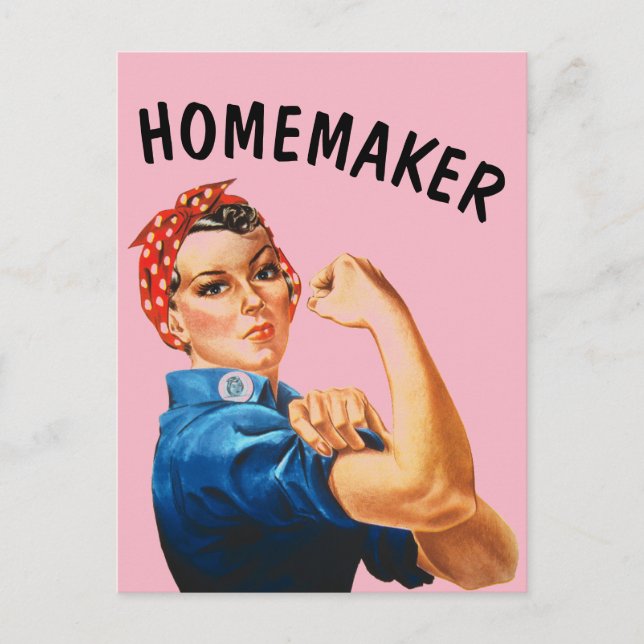 HOMEMAKER RETRO ROSIE THE RIVETER POSTCARDS VYKORT (Framsida)