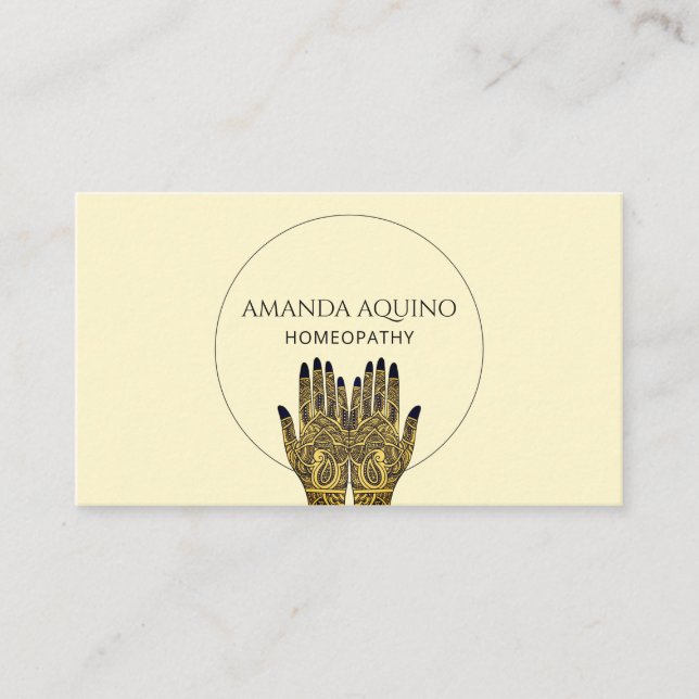 Homeopati Henna Händer Healthcare Visitkort (Framsida)