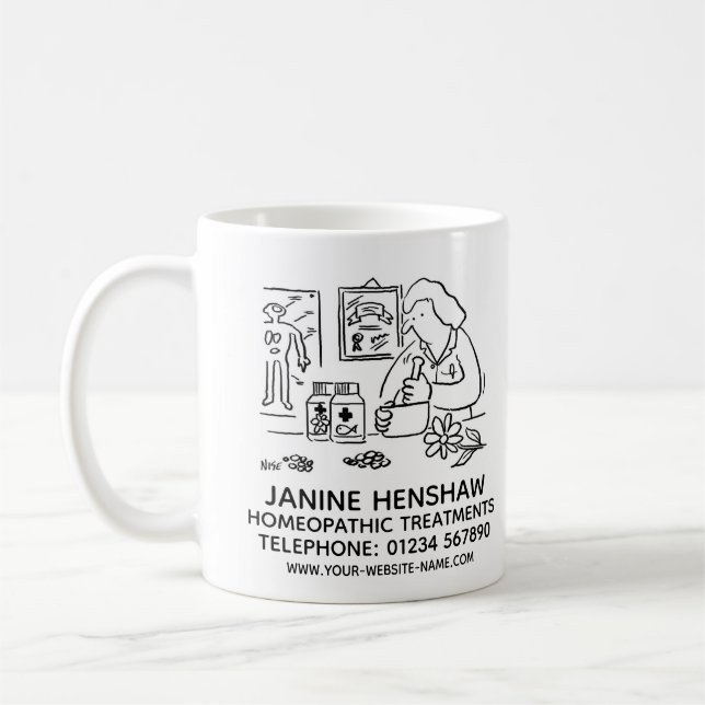 Homeopati och alternativ läkemedelsreklam kaffemugg (Vänster)
