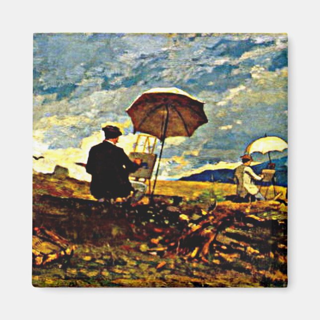 Homer: Artister Sketching i de vita bergen Magnet (Framsidan)