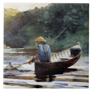 Homer - Boy Fishing, populär målning, Kakelplatta