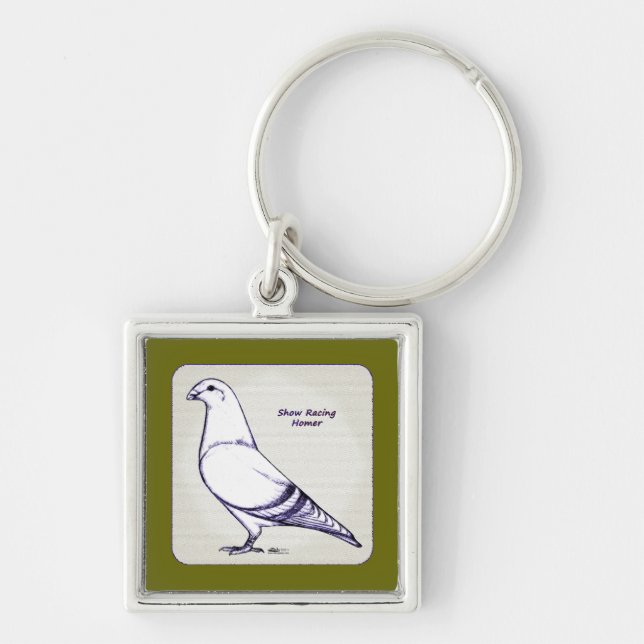 Homer Design Fyrkantig Silverfärgad Nyckelring (Framsidan)