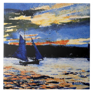 Homer - Gloucester Sunset Postcard Kakelplatta