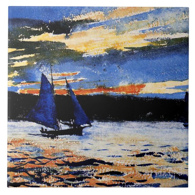 Homer - Gloucester Sunset Postcard Kakelplatta (Framsidan)