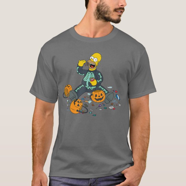 Homer Halloween Trick or Treat Candy Binge T Shirt (Framsida)