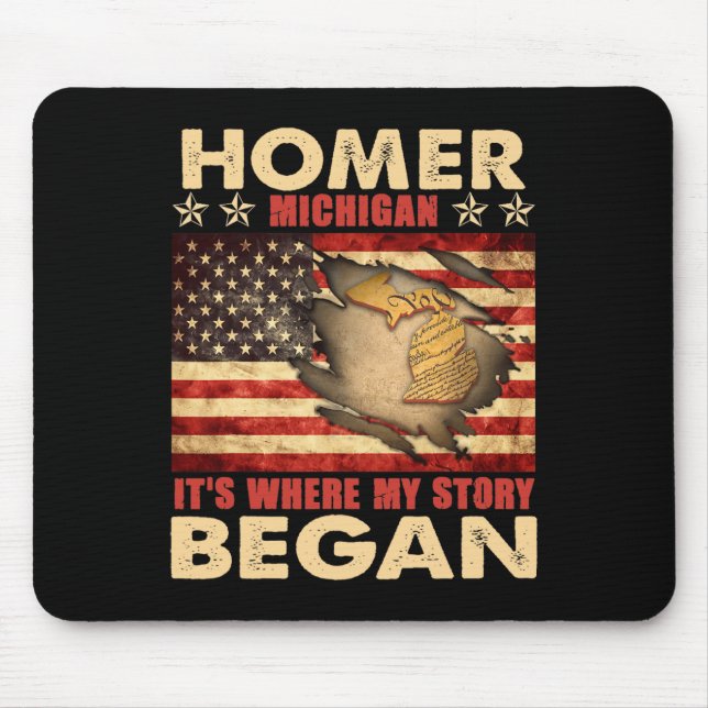 Homer Michigan Usa Flagga 4:e Juli  Musmatta (Framsidan)
