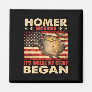 Homer Michigan USA flagga 4 juli Magnet