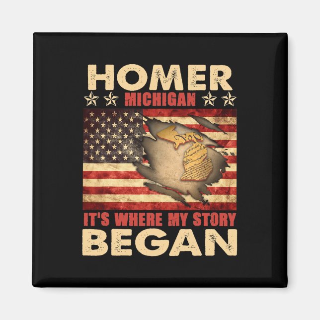 Homer Michigan USA flagga 4 juli Magnet (Framsidan)