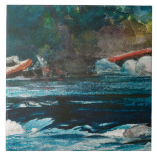 Homer - Rapids, Hudson River, Adirondacks Kakelplatta