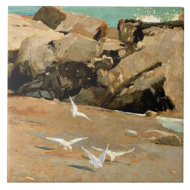 Homer - Rocky Coast and Gulls, fine art Kakelplatta (Framsidan)