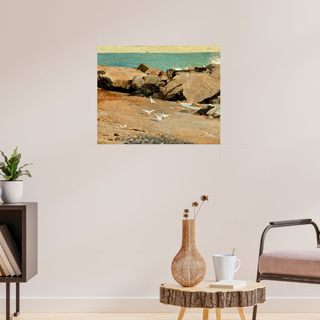 Homer - Rocky Coast and Gulls, fine art Poster (Vardagsrum 3)
