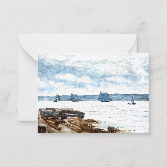 Homer - Segelbåtar på Gloucester, 1880 målning Anteckningskort (Framsida)