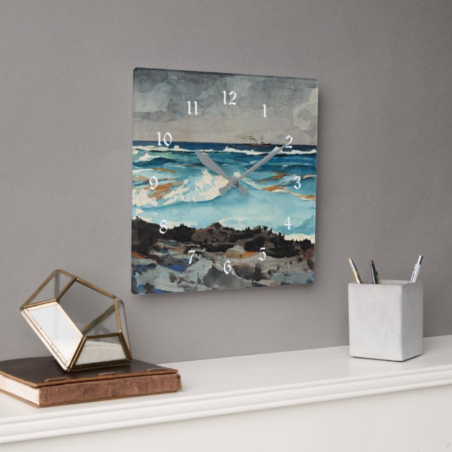 Homer - Shore and Surfa, Nassau Fyrkantig Klocka (Kontor)